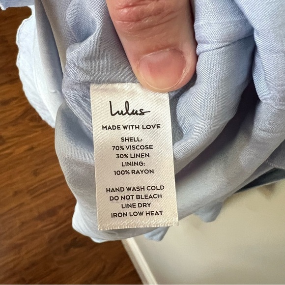 Lulus Super Sweet Light Blue Smocked Ruffled Tie-Back Mini Dress size small - Picture 8 of 12